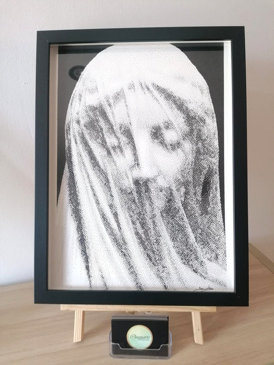 Detail of Giovanni Strazza’s sculpture “The Veiled Virgin”