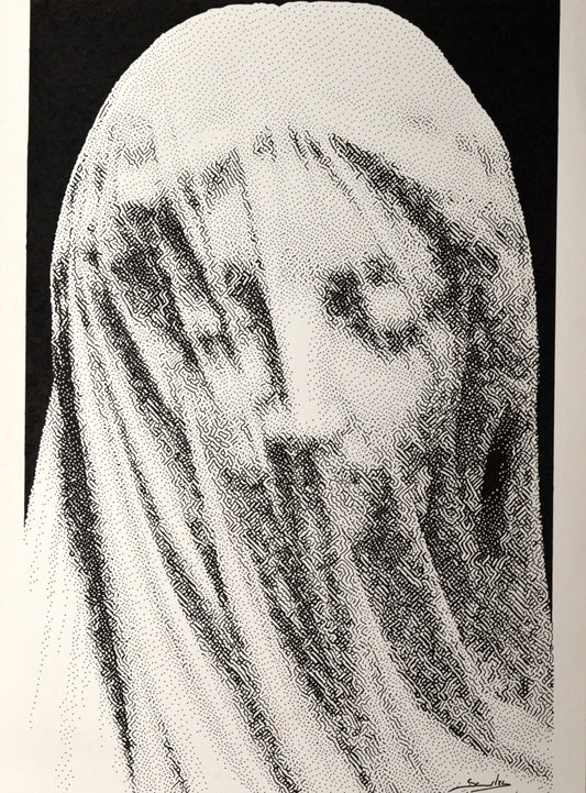 Detail of Giovanni Strazza’s sculpture “The Veiled Virgin”